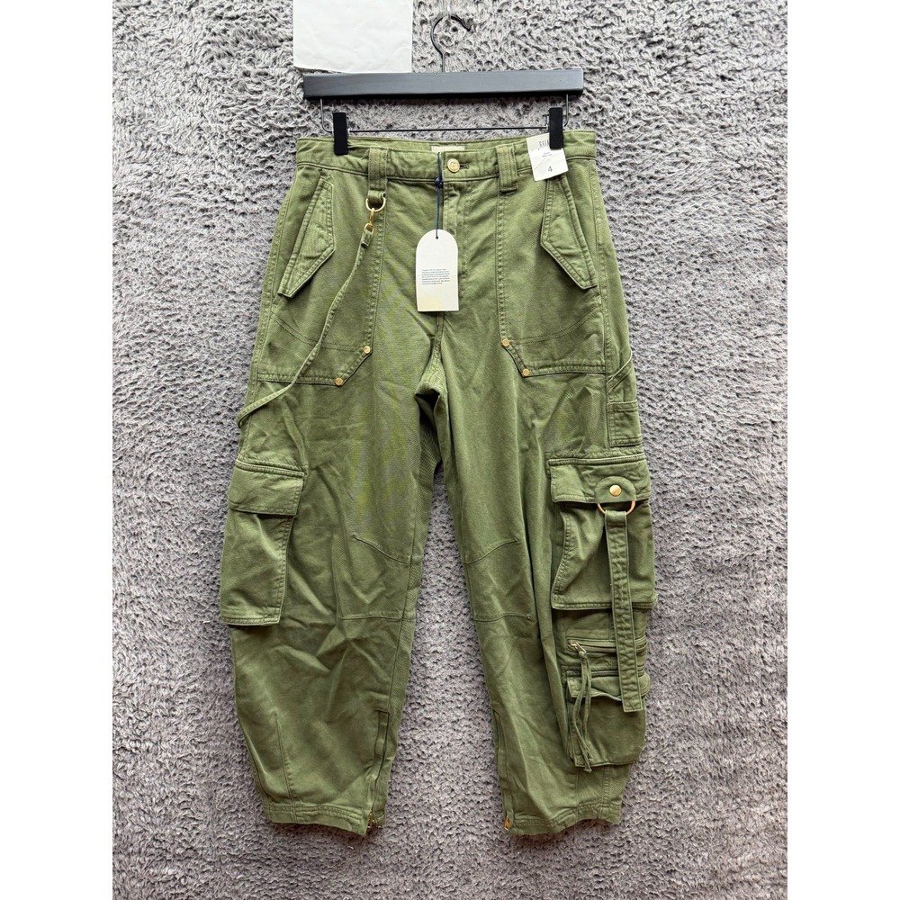 NWT Gap x Cult Gaia High Rise Cargo Barrel Pants Olive Night Womens Size 4